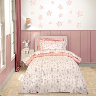 Σετ Παπλωματοθηκη Μονη Essential 8859 Ivory, Pink