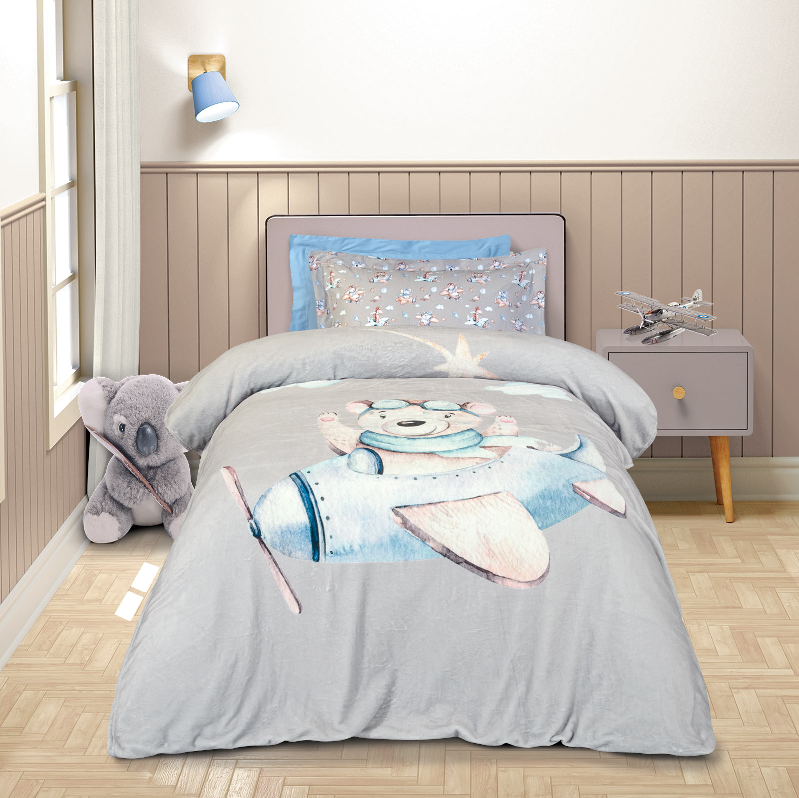 Junior Κουβερτα Fleece 8851 Blue, Grey Junior Κουβερτα Fleece 8851 Blue, Grey
