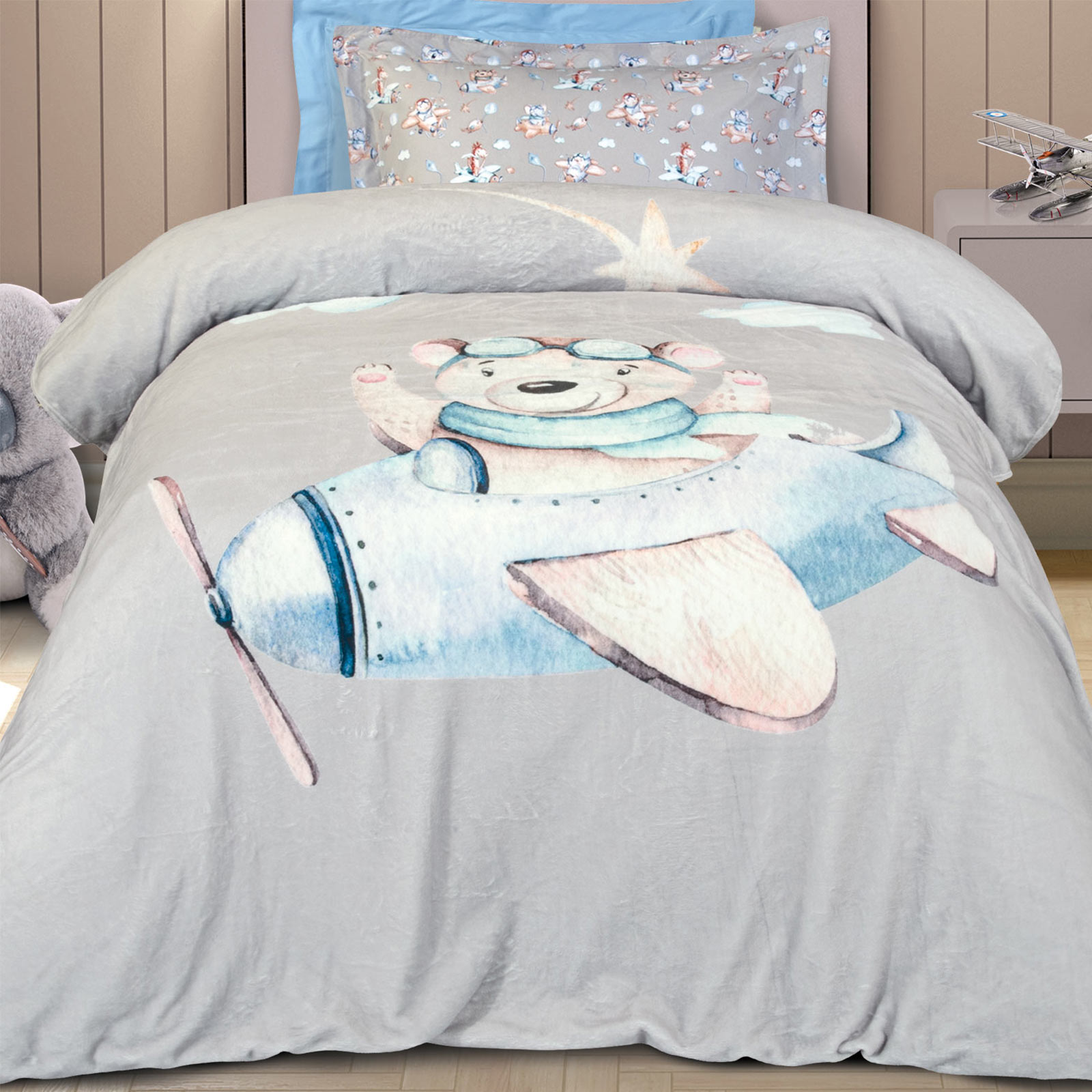 Junior Κουβερτα Fleece 8851 Blue, Grey Junior Κουβερτα Fleece 8851 Blue, Grey