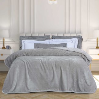 Κουβερτα Velour Υπερδιπλh Essential 3442 Light Grey