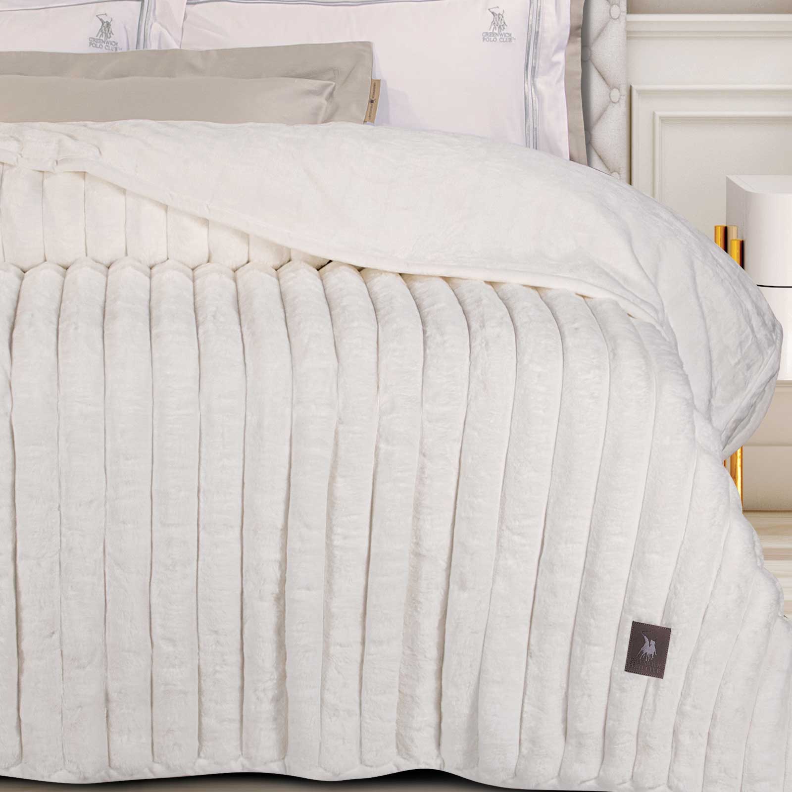 Κουβερτα Faux Fur Υπερδιπλη Premium 3477 White Κουβερτα Faux Fur Υπερδιπλη Premium 3477 White