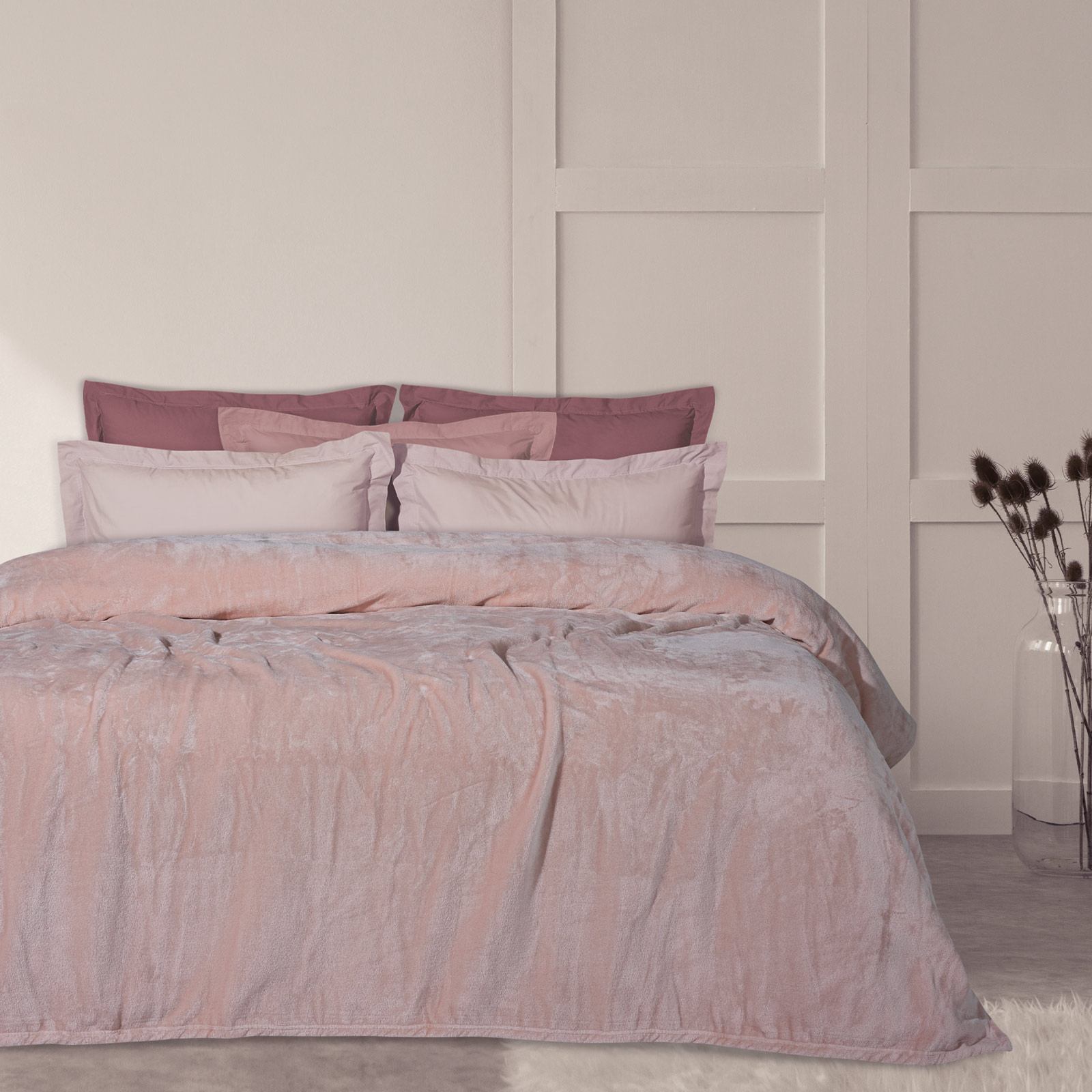 Κουβερτα Velour Υπερδιπλη 1346 Ροζ Κουβερτα Velour Υπερδιπλη 1346 Ροζ