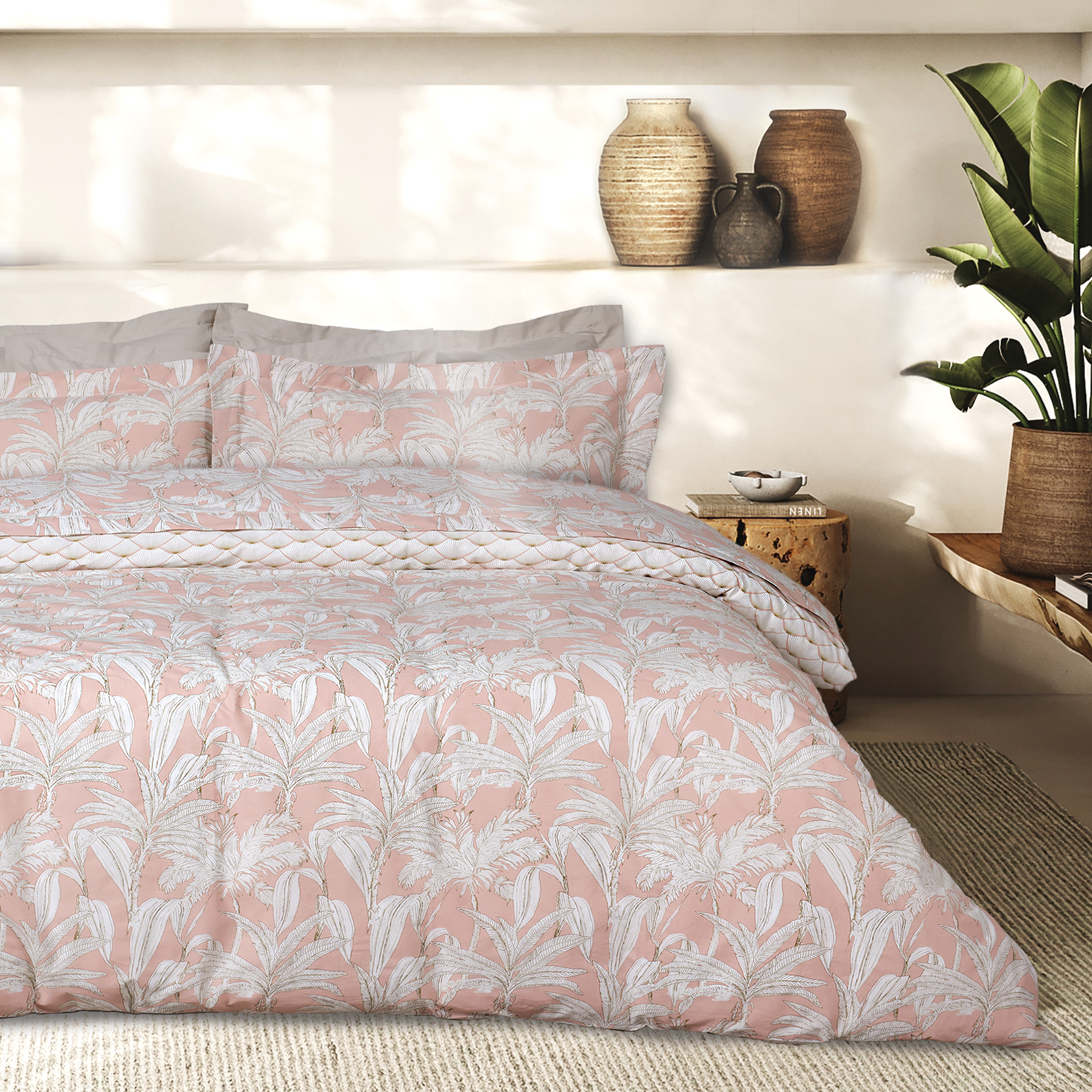 Σετ Σεντονια Υπερδιπλα Daily 3171 Pink, White Σετ Σεντονια Υπερδιπλα Daily 3171 Pink, White