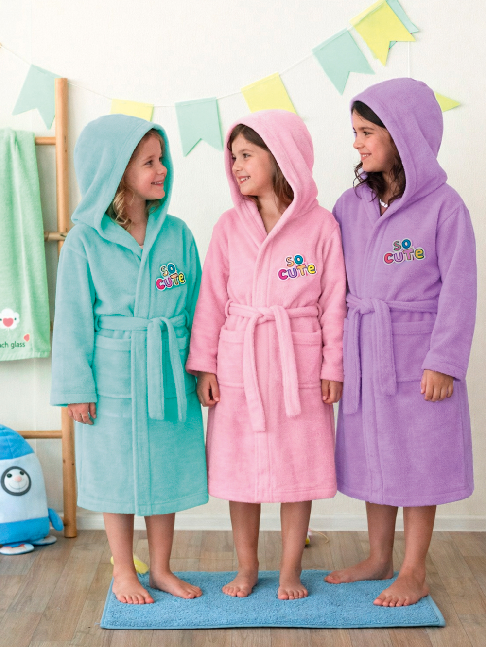 Μπουρνούζι με Κουκούλα Kids Bath CUTE PINK 4-6 Μπουρνούζι με Κουκούλα Kids Bath CUTE PINK 4-6