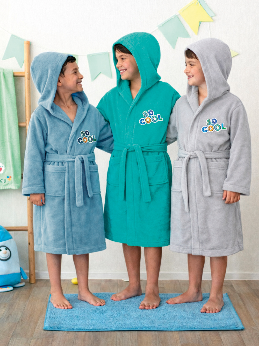 Μπουρνούζι με Κουκούλα Kids Bath COOL GREEN 10-12 Μπουρνούζι με Κουκούλα Kids Bath COOL GREEN 10-12