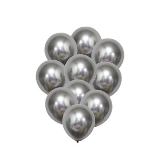 10 Μπαλόνια Μεταλλικό Ασημί Ø30cm
