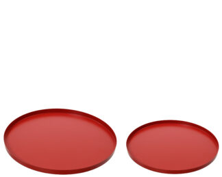 Σετ 2 Μεταλλικοί Διακοσμητικοί Δίσκοι Μπορντό Ø35 Cm
