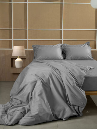 Παπλωματοθήκη Βαμβακοσατέν Omnia Grey Υπέρδιπλη (220x240)