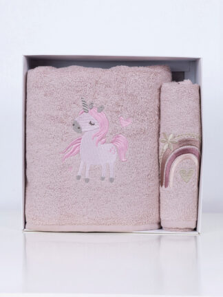 Fluffy Κεντητή Πετσέτα Powder Unicorn 2 τμχ.