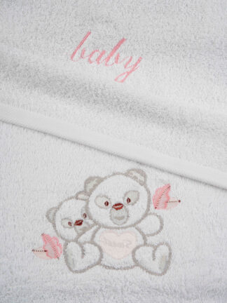 Σετ Πετσέτες Κεντητές Panda 02 White/Pink Σετ Πετσέτες Κεντητές Panda 02 White/Pink