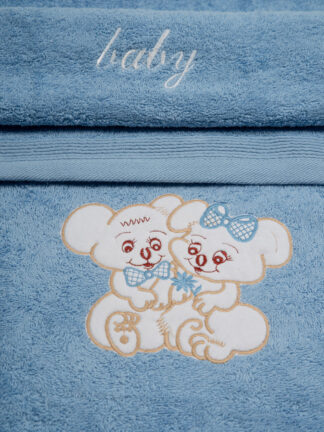 Σετ Πετσέτες Κεντητές Couple 06 Blue/Blue