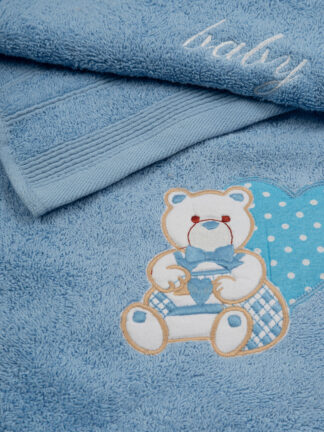 Σετ Πετσέτες Κεντητές Heart 10 Blue/Blue Σετ Πετσέτες Κεντητές Heart 10 Blue/Blue