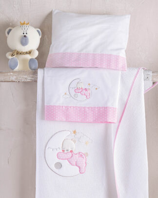 Κουβέρτα Πικέ Moon Swing Poz Με Κέντημα 120×150 Ροζ