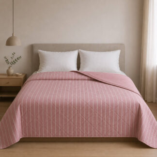 Κουβερλι Υπέρδιπλα 220x240 Stripe Dusty Rose