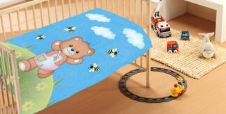 Κουβέρτα Bebe Teddy Bear 01 110×140 Σιέλ Βελουτέ