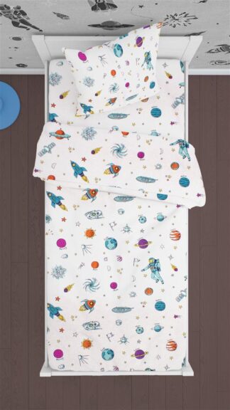 Σεντόνια Εμπριμέ Σετ 3 τεμ Kids Space 188 160×240 Λευκό Σεντόνια Εμπριμέ Σετ 3 τεμ Kids Space 188 160×240 Λευκό