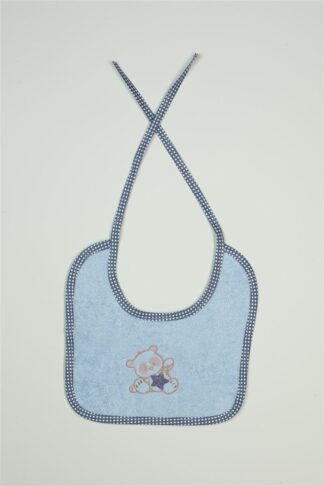Σαλιάρα Με Κέντημα Bebe Star Bear 151 25×25 Σιέλ