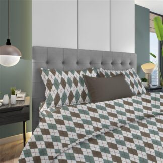 Μαξιλαροθήκη Εμπριμέ Diamond 329 50×70 Πετρόλ Φανέλα