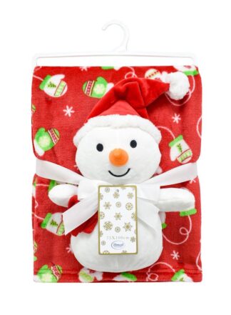 Χριστουγεννιάτικο Λούτρινο Σετ 2 τεμ. Bebe Snowman 27 Ύψος 30 εκ. & Κουβέρτα Coral Fleece 75×100 Κόκκινο Χριστουγεννιάτικο Λούτρινο Σετ 2 τεμ. Bebe Snowman 27 Ύψος 30 εκ. & Κουβέρτα Coral Fleece 75×100 Κόκκινο