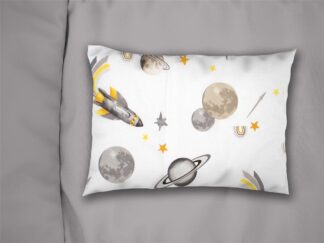 Μαξιλαροθήκη Εμπριμέ Bebe Space Mission 183 35×45 Λευκό / Γκρι