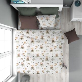 Παπλωματοθήκη Εμπριμέ Kids Cloudy Bear 581 160×240 Λευκό / Λαδί