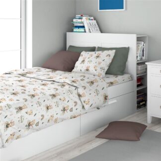 Σεντόνια Εμπριμέ Σετ 3 τεμ Kids Cloudy Bear 581 160×240 Λευκό / Λαδί