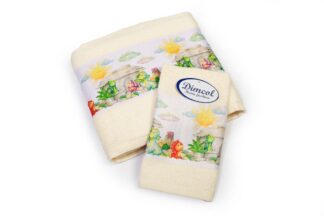 Πετσέτα Σετ 2 τεμ Με Ψηφιακή Εκτύπωση Bebe Dinosaurs 312 30×50,70×140 Εκρού