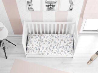 Κατωσέντονο Με Λάστιχο Bebe Elephant 074 70×140+15 Λευκό / Σιέλ Φανέλα