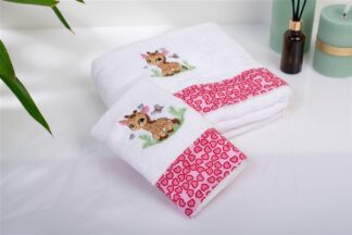 Πετσέτα Με Κέντημα Σετ 2 τεμ Bebe Giraffe 172 30×50,70×140 Λευκό / Ροζ Πετσέτα Με Κέντημα Σετ 2 τεμ Bebe Giraffe 172 30×50,70×140 Λευκό / Ροζ