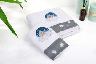 Πετσέτα Με Κέντημα Σετ 2 τεμ Bebe Cloudy Bear 176 30×50,70×140 Λευκό / Γκρι Πετσέτα Με Κέντημα Σετ 2 τεμ Bebe Cloudy Bear 176 30×50,70×140 Λευκό / Γκρι