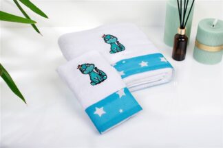 Πετσέτα Με Κέντημα Σετ 2 τεμ Bebe Dinosaur 180 30×50,70×140 Λευκό / Σιέλ Πετσέτα Με Κέντημα Σετ 2 τεμ Bebe Dinosaur 180 30×50,70×140 Λευκό / Σιέλ