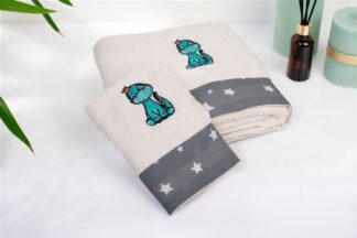 Πετσέτα Με Κέντημα Σετ 2 τεμ Bebe Dinosaur 181 30×50,70×140 Εκρού / Γκρι Πετσέτα Με Κέντημα Σετ 2 τεμ Bebe Dinosaur 181 30×50,70×140 Εκρού / Γκρι