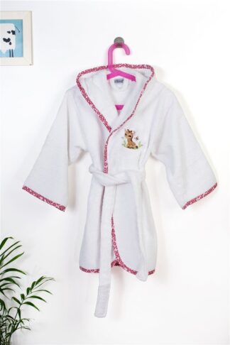 Μπουρνούζι Με Κέντημα Kids Giraffe 172 Νο 4 Λευκό / Ροζ Μπουρνούζι Με Κέντημα Kids Giraffe 172 Νο 4 Λευκό / Ροζ
