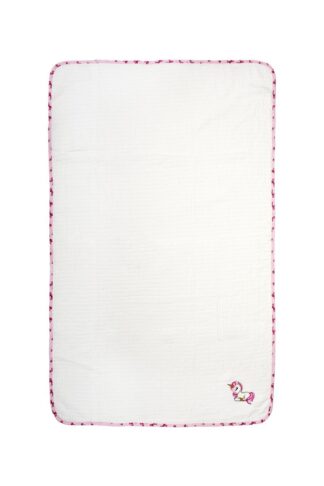 Κουβέρτα Πικέ Με Κέντημα Bebe Unicorn 188 80×110 Λευκό / Ροζ