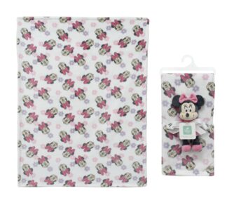 Λούτρινο Disney Home Σετ 2 τεμ. Bebe Minnie 31 Ύψος 25 εκ. & Κουβέρτα Coral Fleece 75×100 Λευκό / Μαύρο
