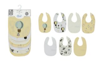 Σαλιάρα Με Velcro Bebe Με Αδιάβροχη Επένδυση Σετ 7 τεμ. Balloon 09 30×20 Κίτρινο