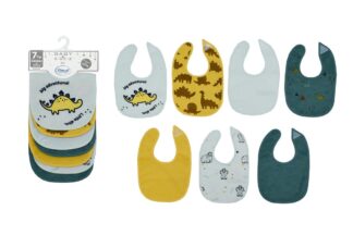 Σαλιάρα Με Velcro Bebe Με Αδιάβροχη Επένδυση Σετ 7 τεμ. Dinosaur 08 30×20 Ακουά