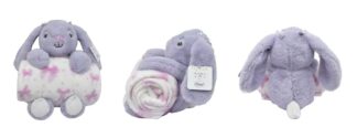 Λούτρινο Ζωάκι Σετ 2 τεμ. Bebe Rabbit 17 Ύψος 30 εκ. & Εμπριμέ Κουβέρτα Coral Fleece 75×90 Λιλά