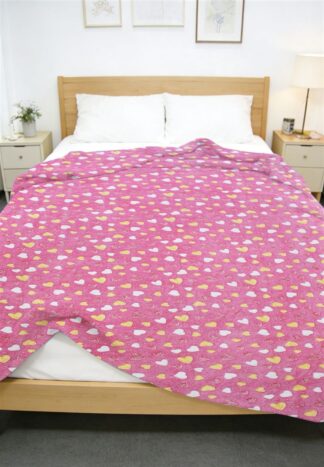 Κουβέρτα Fleece Φωσφορίζουσα Hearts 175×225 Ροζ