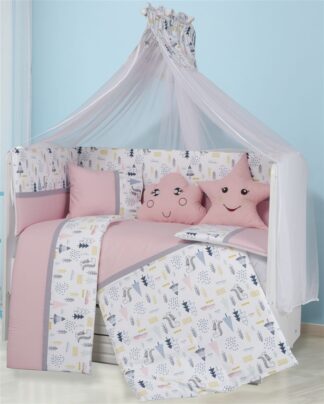Προίκα Μωρού Εμπριμέ Σετ 9 τεμ Bebe Forest 12 Λευκό / Ροζ Προίκα Μωρού Εμπριμέ Σετ 9 τεμ Bebe Forest 12 Λευκό / Ροζ