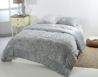 Κουβερτοπάπλωμα pv plush (240cm x 260cm) blue silver