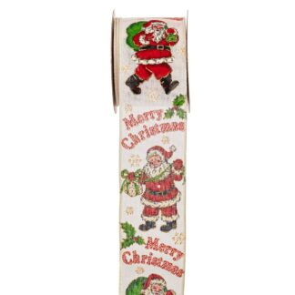 Κορδέλα 6,3εκ×10 Μέτρα Merry Xmas Με Άγιο Βασίλη