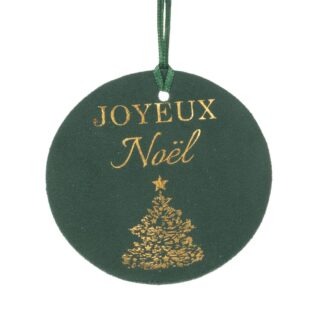 Σετ 6 Βελούδινη Ετικέτα Joyeux Noel Φ7εκ. Σκούρο Πράσινο Σετ 6 Βελούδινη Ετικέτα Joyeux Noel Φ7εκ. Σκούρο Πράσινο