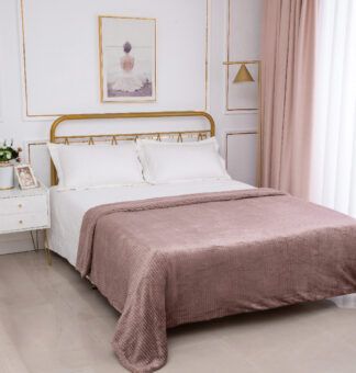 Κουβέρτα με sherpa damask (220cm x 240cm) syklamen Κουβέρτα με sherpa damask (220cm x 240cm) syklamen