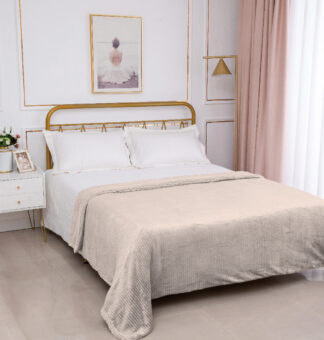 Κουβέρτα με sherpa damask (220cm x 240cm) camel Κουβέρτα με sherpa damask (220cm x 240cm) camel