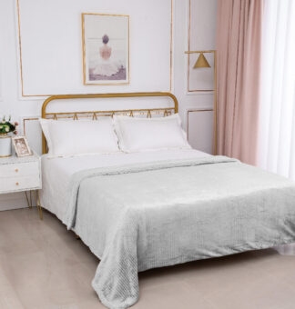 Κουβέρτα με sherpa damask (170cm x 220cm) light grey Κουβέρτα με sherpa damask (170cm x 220cm) light grey