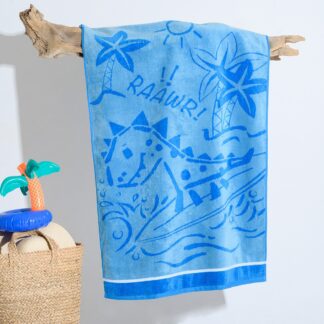 Παιδική Πετσέτα Θαλάσσης Dinosaur Surfer Μπλε (70×120) Παιδική Πετσέτα Θαλάσσης Dinosaur Surfer Μπλε (70×120)