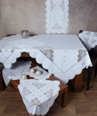Πλεκτό με ύφασμα σετ 7 τεμαχίων 2315 (140cm x 140cm/90cm x 90cm/50cm x 150cm/60cm x 60cm x 2/40cm x 40cm x 2) λευκό Πλεκτό με ύφασμα σετ 7 τεμαχίων 2315 (140cm x 140cm/90cm x 90cm/50cm x 150cm/60cm x 60cm x 2/40cm x 40cm x 2) λευκό
