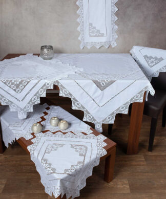 Χειροποίητο τραπεζομάντηλο 2540 (170cm x 320cm) λευκό Χειροποίητο τραπεζομάντηλο 2540 (170cm x 320cm) λευκό