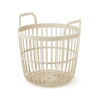 Zoe Basket Eco Wood Κρεμ Πλαστικό Καλάθι Φ40×37εκ